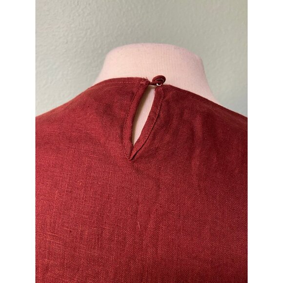 Elk French 100% Linen Midi Shirt Short Sleeves Copper Dress Size‎ 8 - Picture 4 of 11